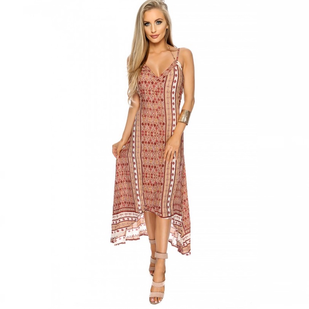 Sexy Tan Whine Midi Dress